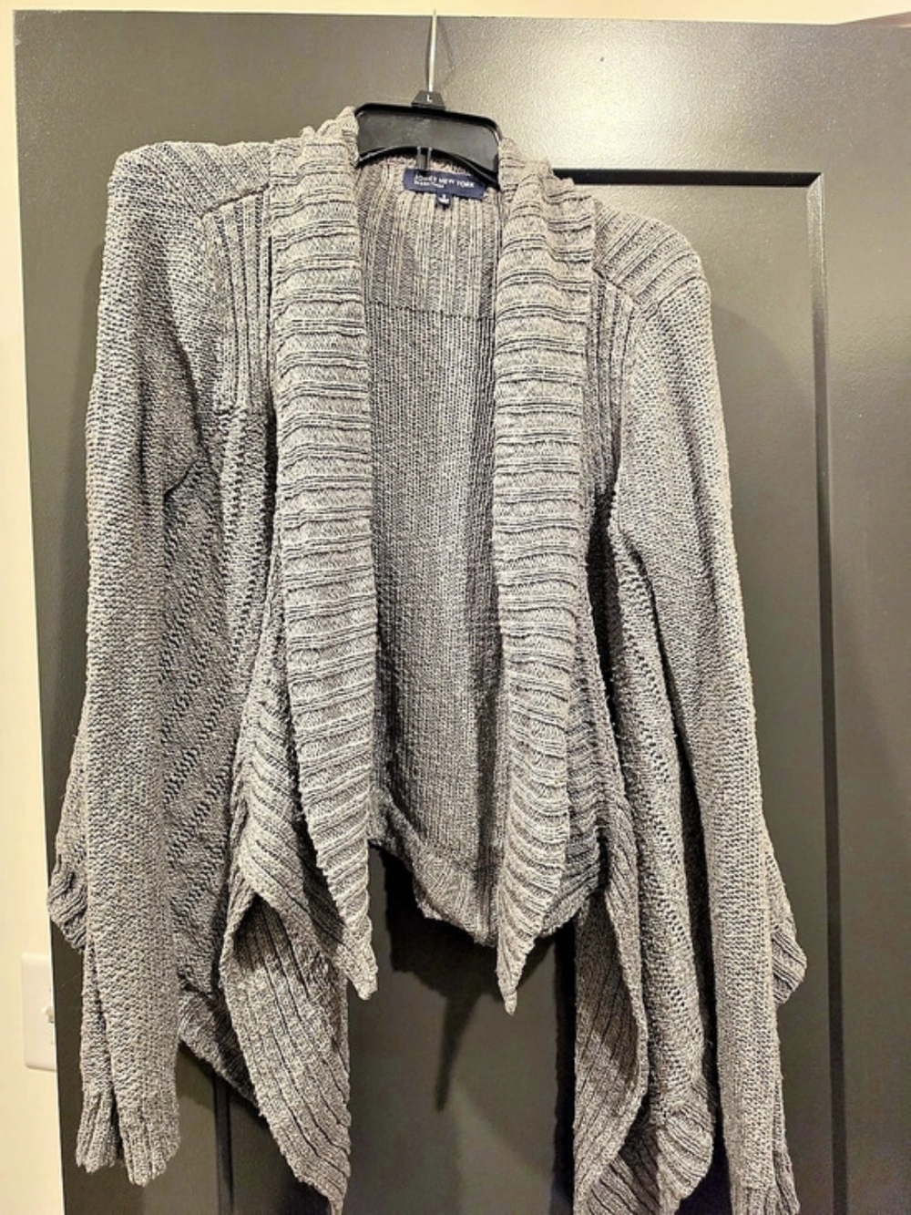 Jones New York Draped Knit Cardigan in Gray Size Small Like New